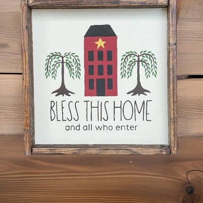 Primitive Bless this House Sign