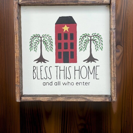 Primitive Bless this House Sign