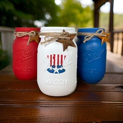 Red, White & Blue Mason Jars