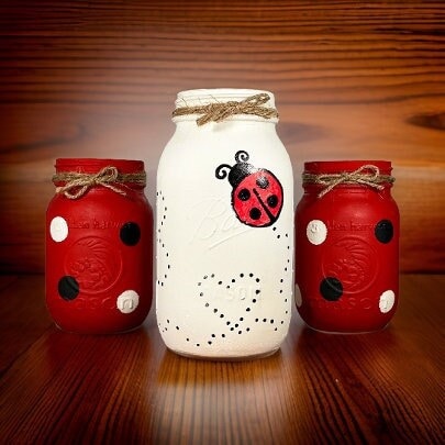 Ladybug Mason Jars