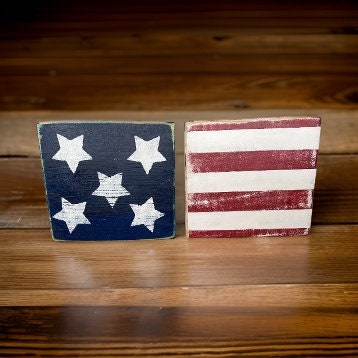 American Flag Wood Blocks